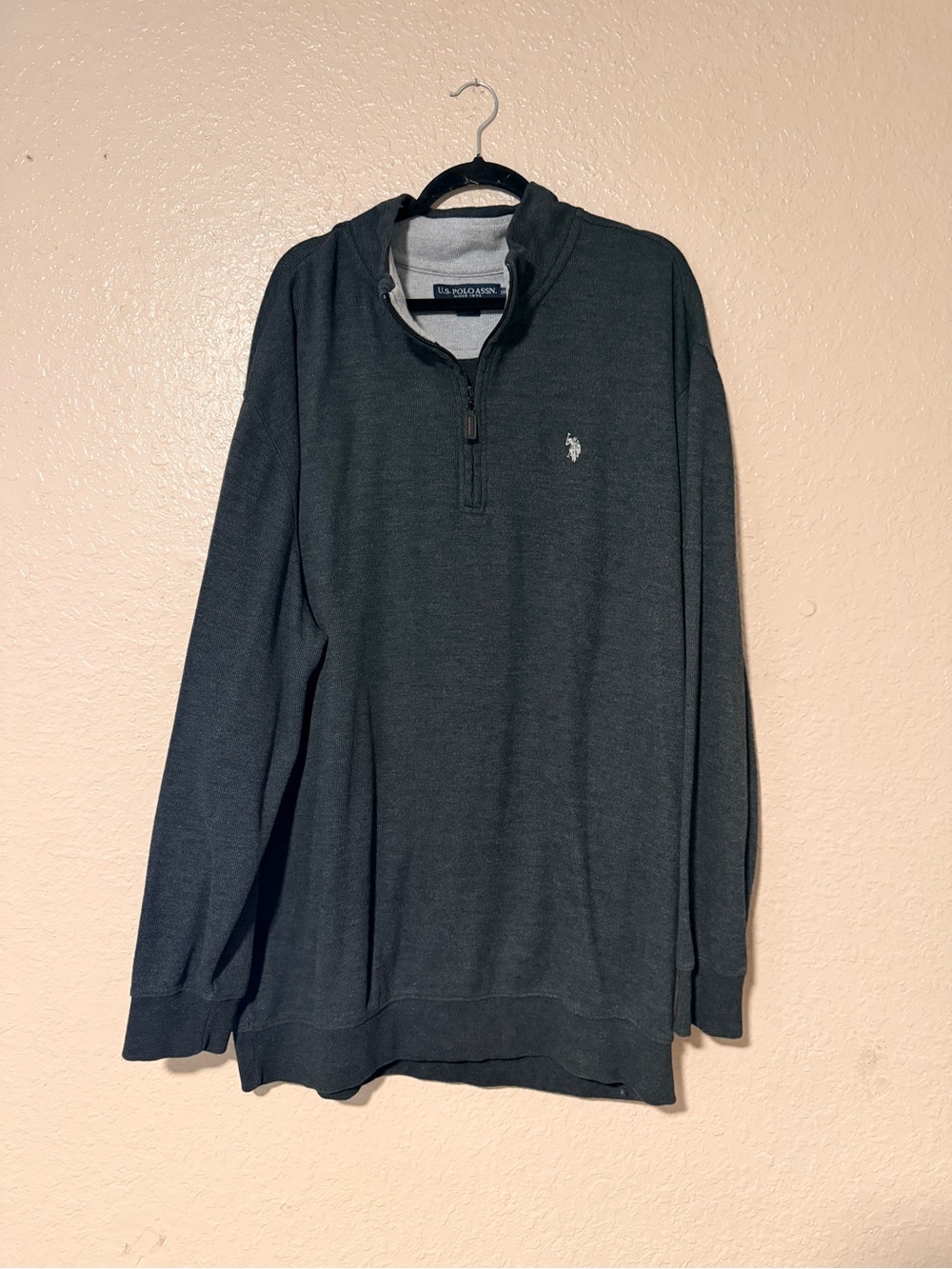 U.S. Polo Assn. Men's Tall Dark Gray Quarter-Zip Sweater